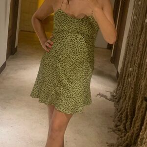 Zara mini green cheetah print dress, size medium